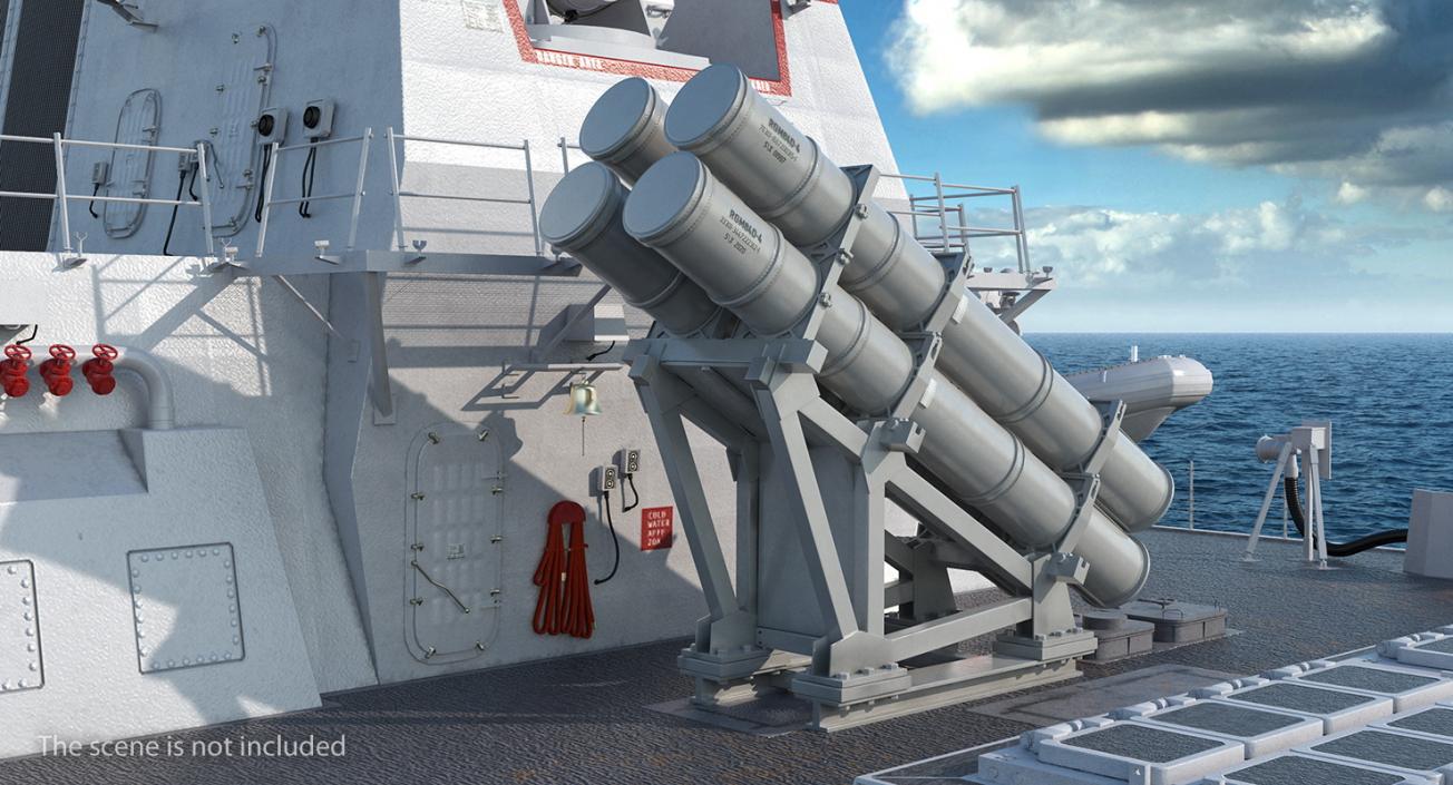 3D MK 141 Launching System RGM With Harpoon Anti Ship Missile model