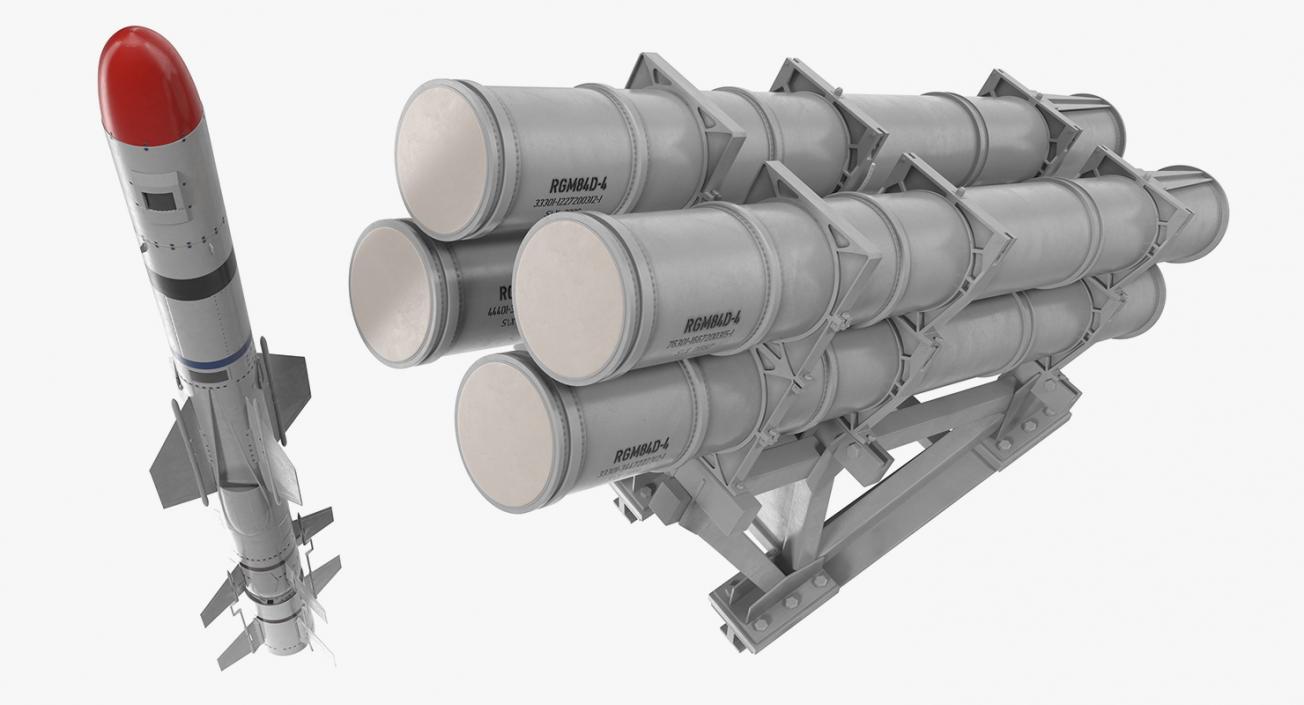 3D MK 141 Launching System RGM With Harpoon Anti Ship Missile model