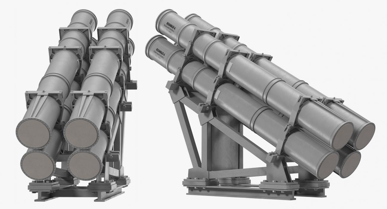 3D MK 141 Launching System RGM With Harpoon Anti Ship Missile model