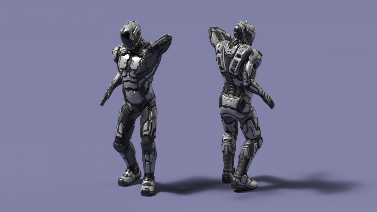 Futuristic Armored Robot Rigged for Maya 2 3D