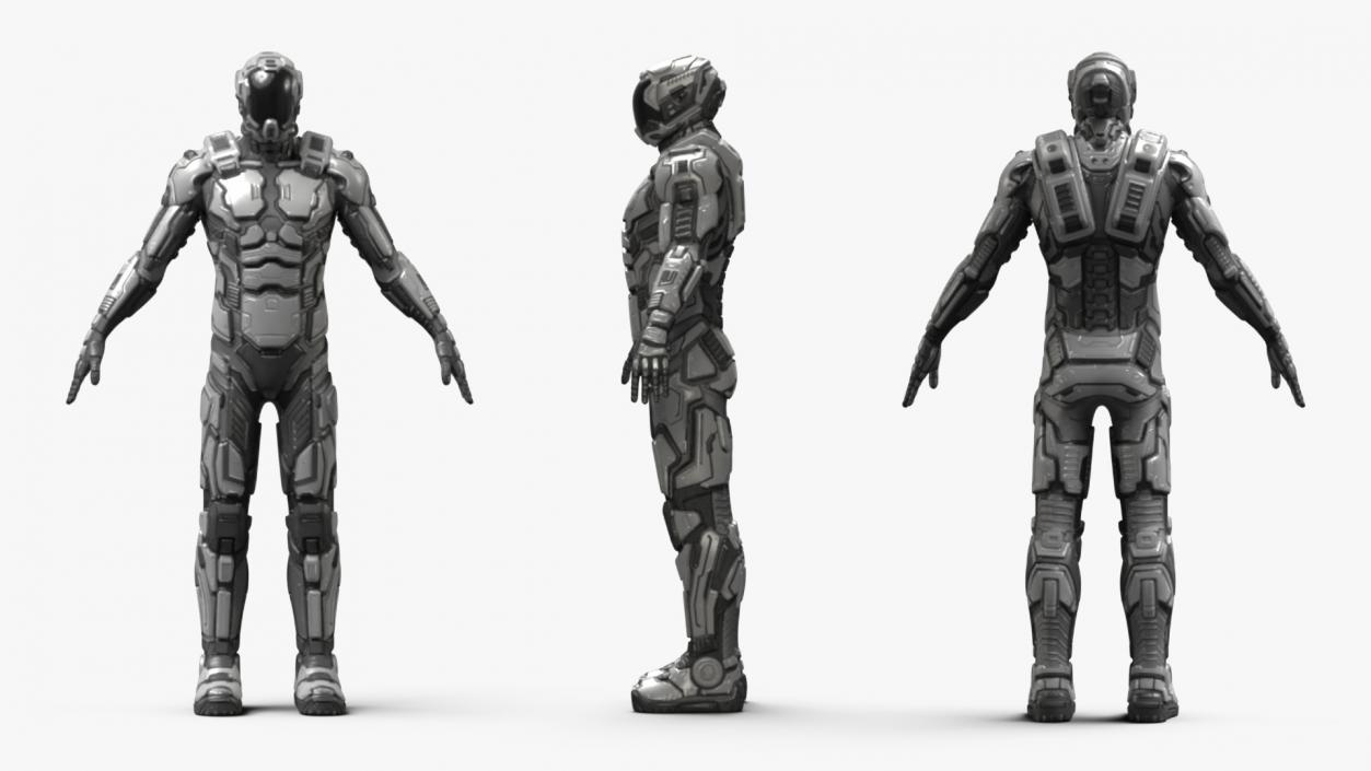 Futuristic Armored Robot Rigged for Maya 2 3D