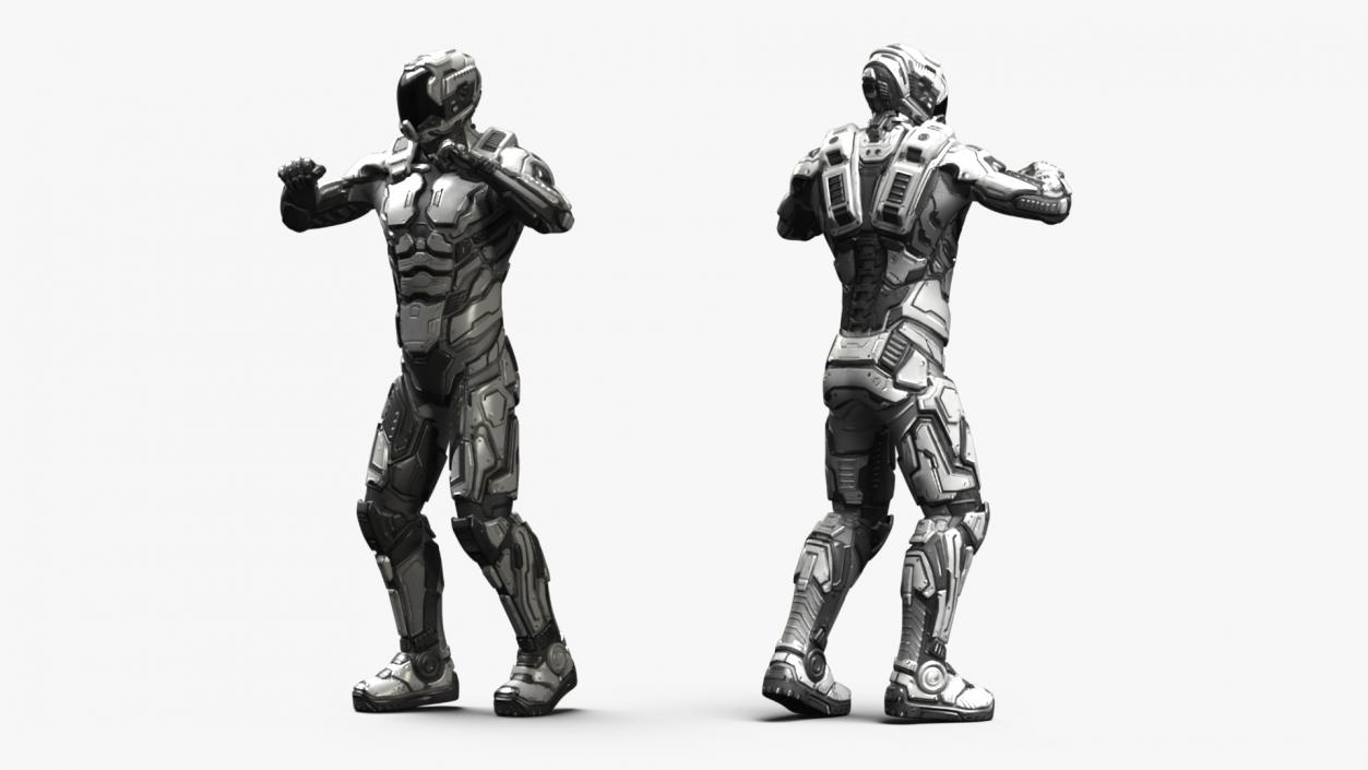 Futuristic Armored Robot Rigged for Maya 2 3D