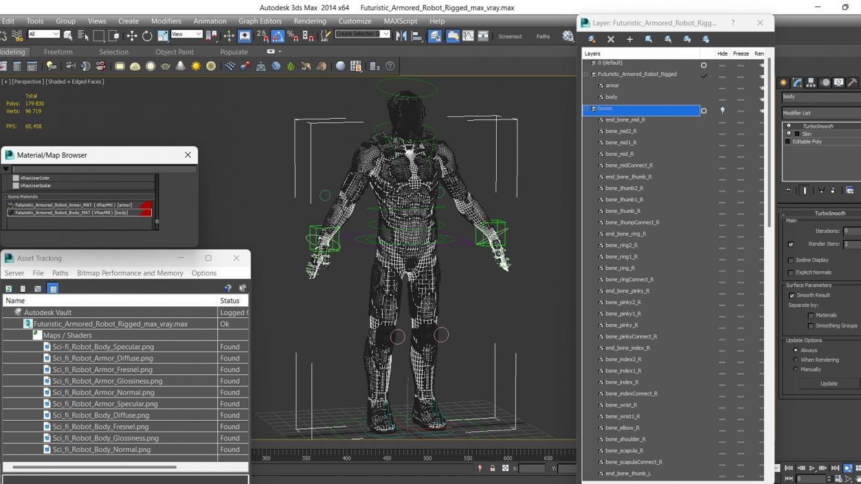 Futuristic Armored Robot Rigged for Maya 2 3D