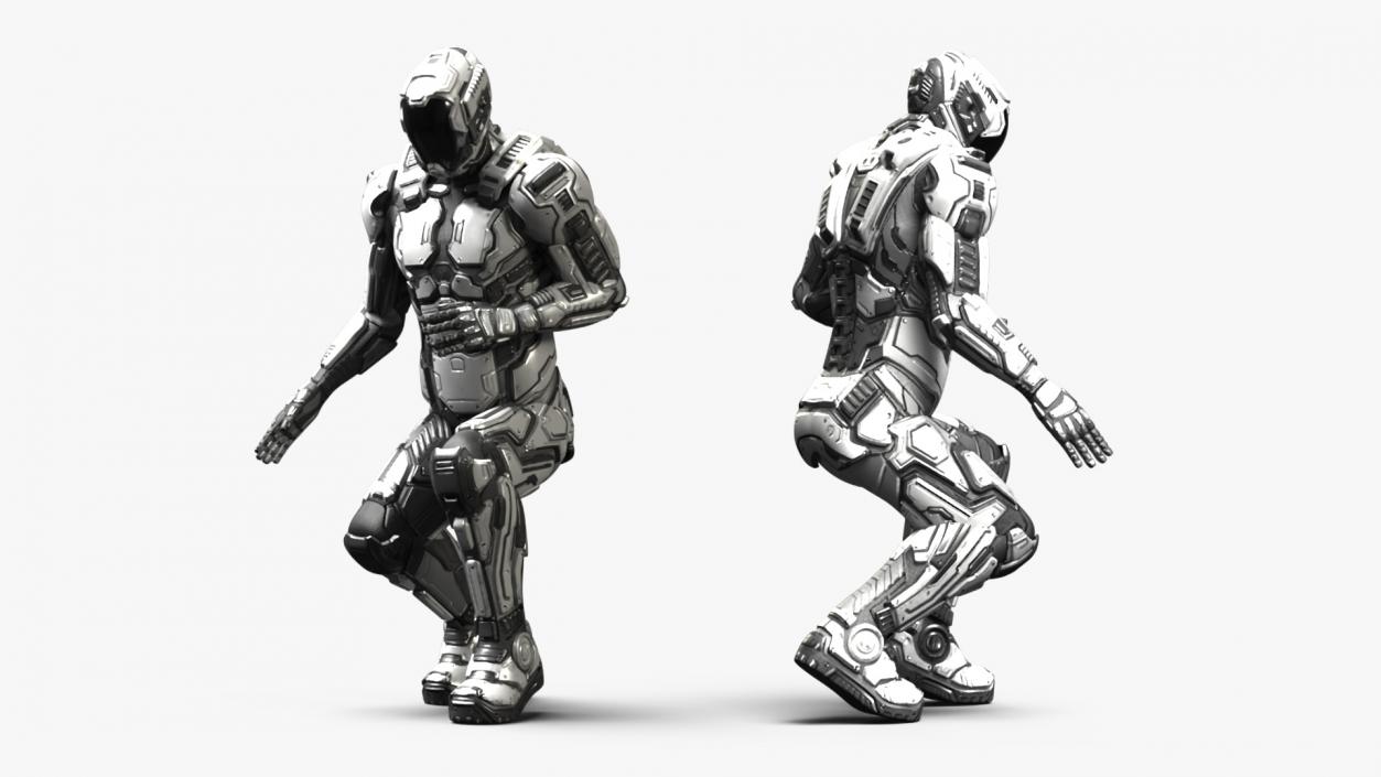 Futuristic Armored Robot Rigged for Maya 2 3D