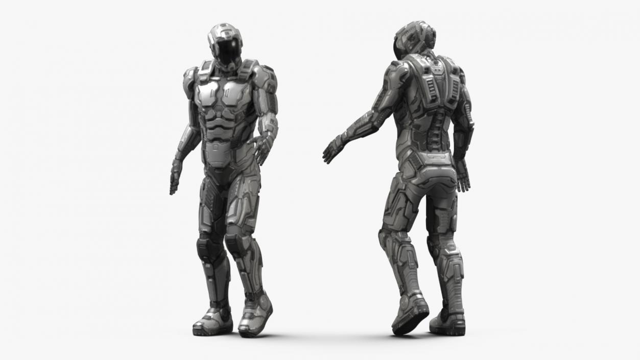 Futuristic Armored Robot Rigged for Maya 2 3D