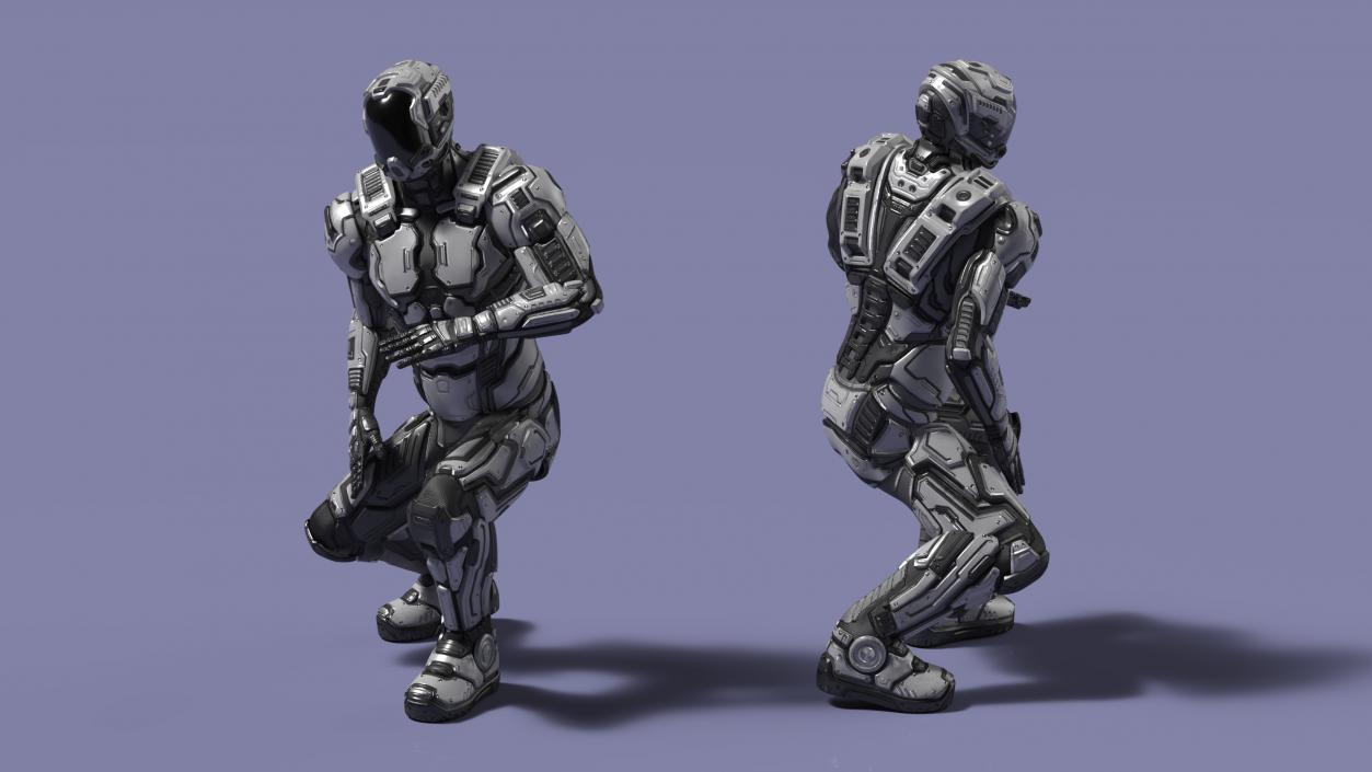 Futuristic Armored Robot Rigged for Maya 2 3D