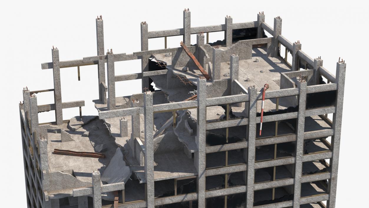 3D Destroyed Building Constructions Collection model