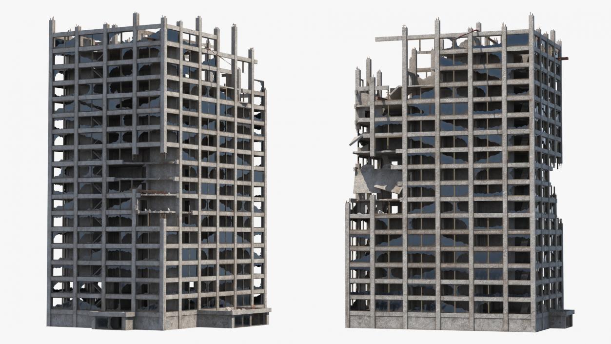 3D Destroyed Building Constructions Collection model