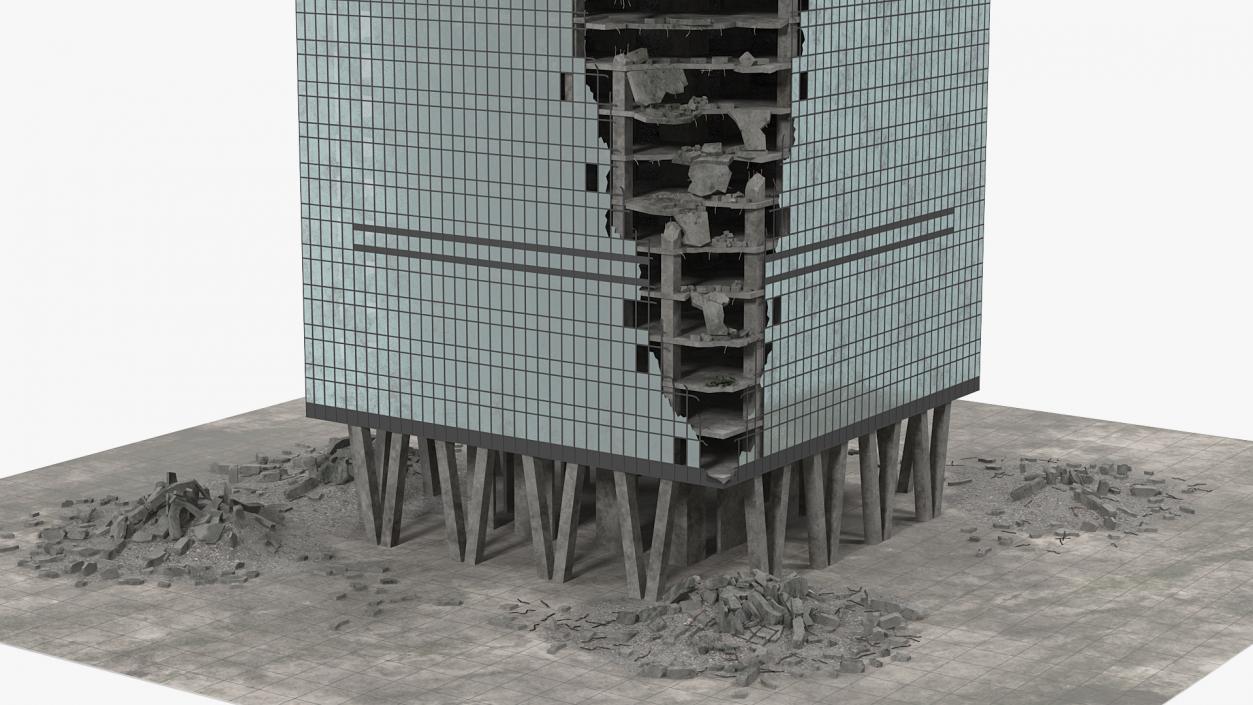 3D Destroyed Building Constructions Collection model