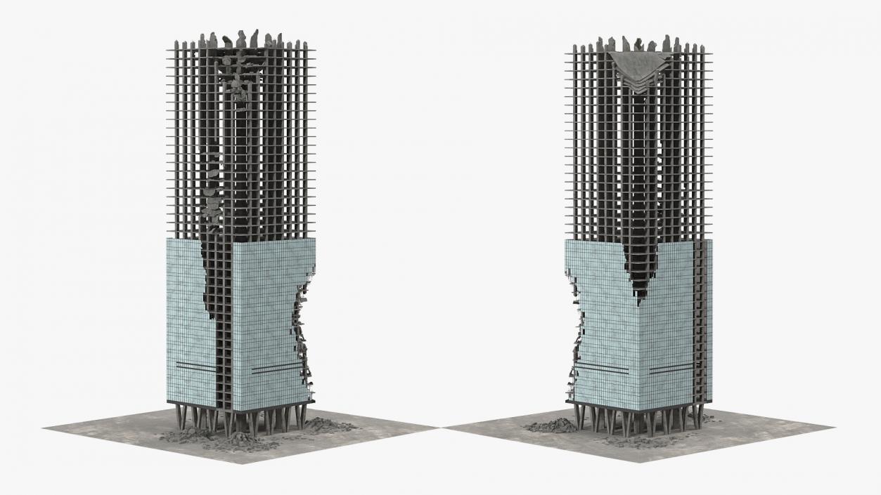 3D Destroyed Building Constructions Collection model