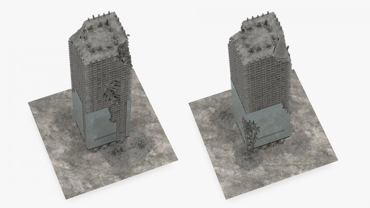 3D Destroyed Building Constructions Collection model