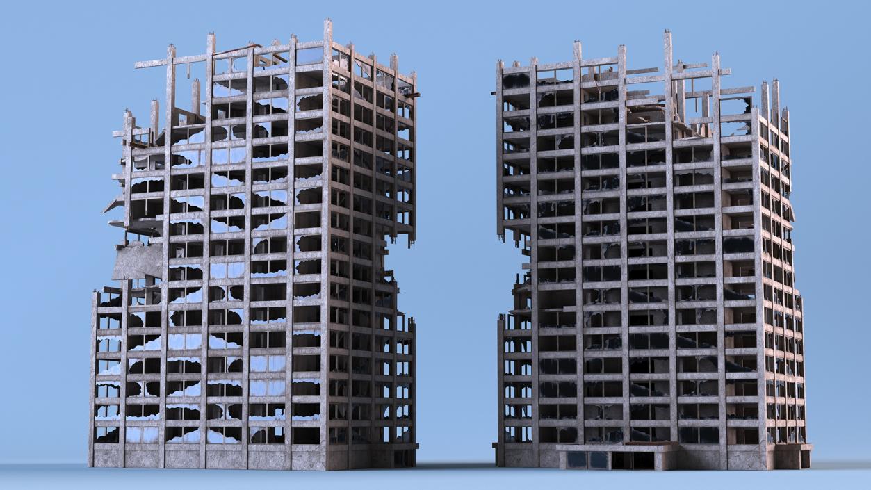 3D Destroyed Building Constructions Collection model