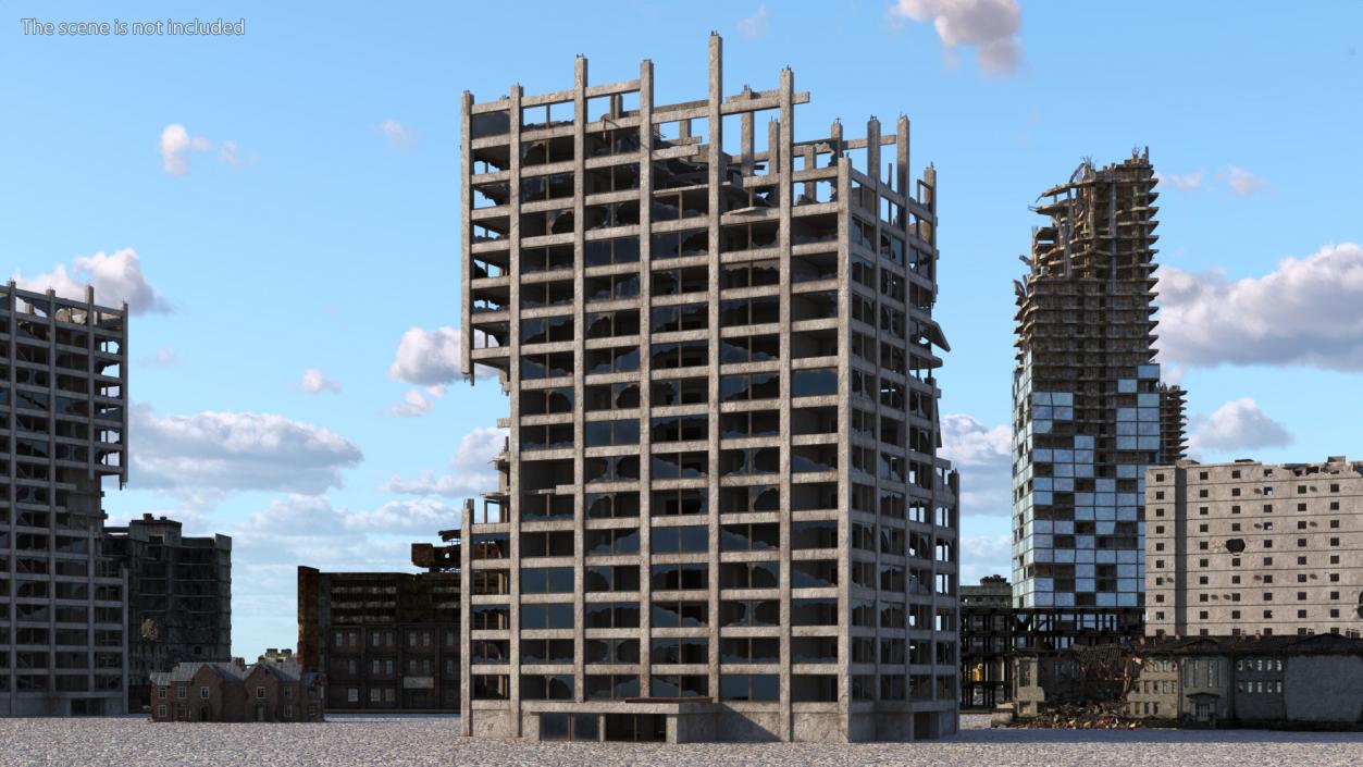 3D Destroyed Building Constructions Collection model