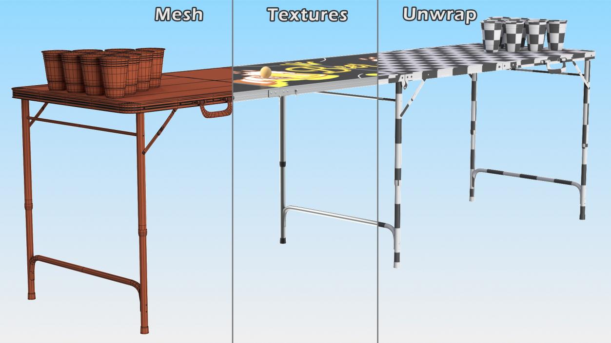 3D Portable Foldable Beer Pong Table model