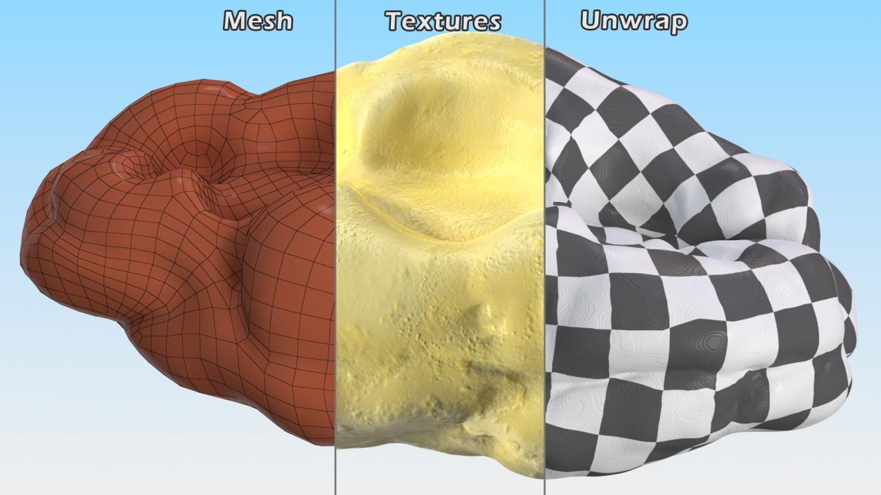 3D Yellow Chewed Bubble Gum with Teeth Marks