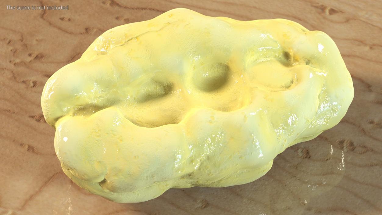 3D Yellow Chewed Bubble Gum with Teeth Marks