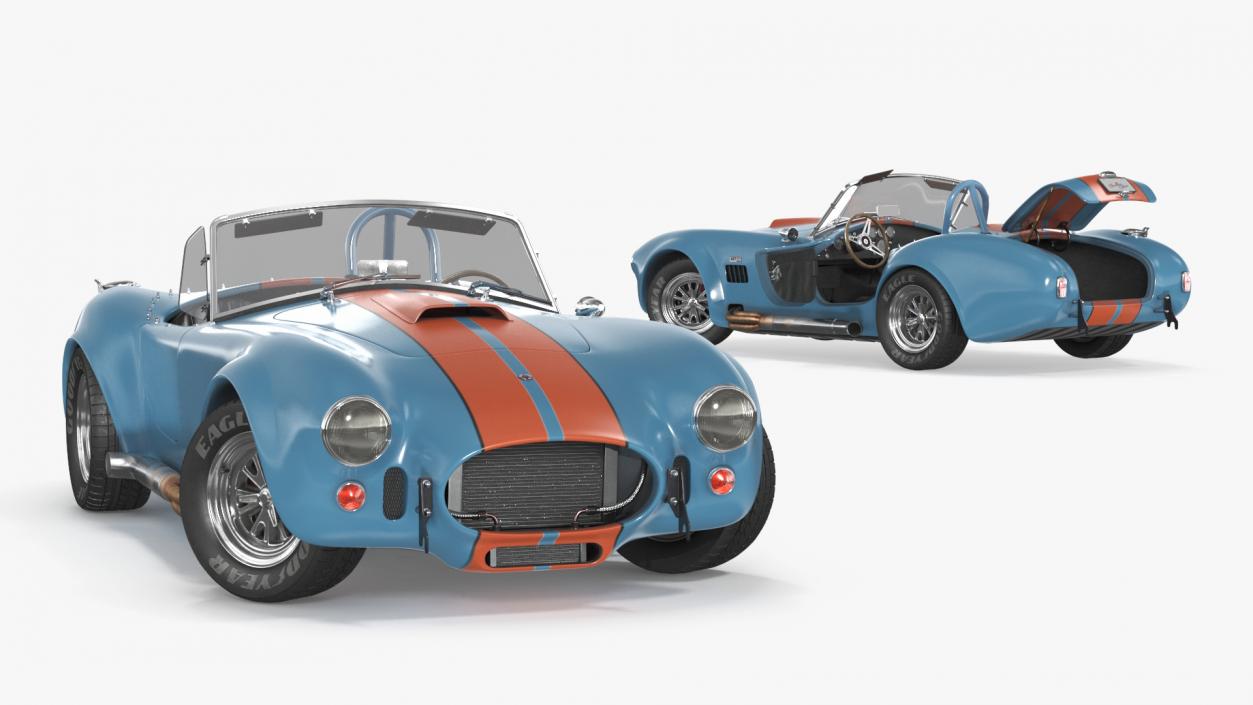 1965 Shelby Cobra Blue Rigged 3D model