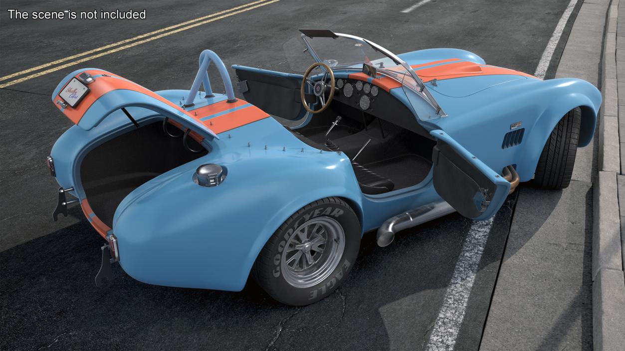 1965 Shelby Cobra Blue Rigged 3D model