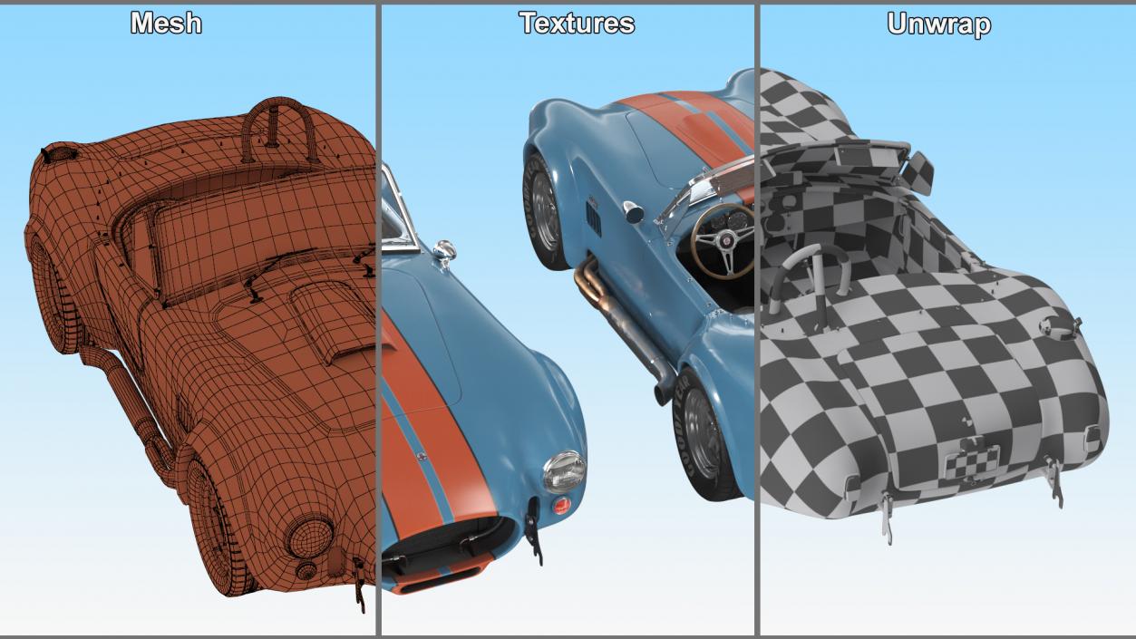 1965 Shelby Cobra Blue Rigged 3D model