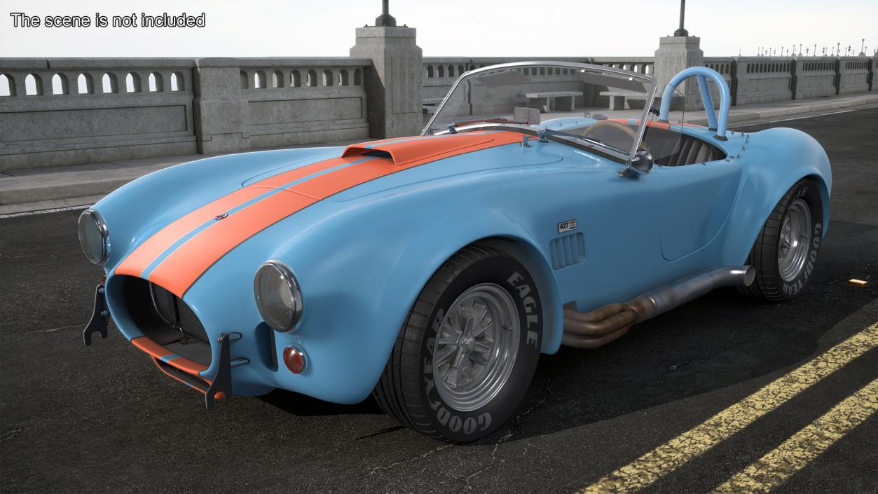 1965 Shelby Cobra Blue Rigged 3D model