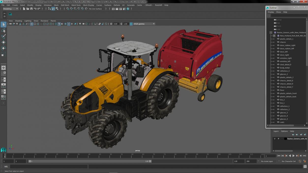 Tractor with New Holland Roll Belt 3D model