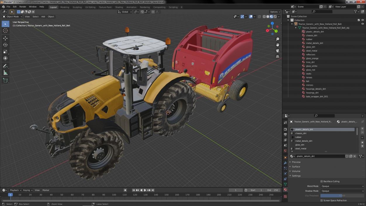 Tractor with New Holland Roll Belt 3D model