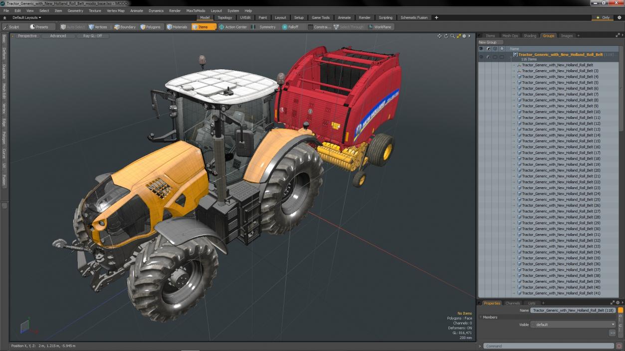 Tractor with New Holland Roll Belt 3D model