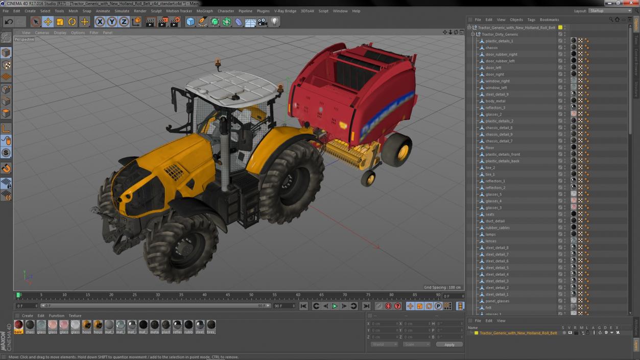 Tractor with New Holland Roll Belt 3D model