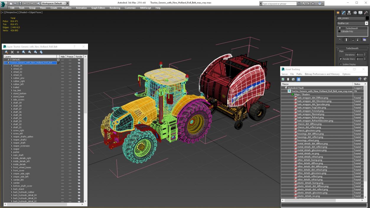 Tractor with New Holland Roll Belt 3D model