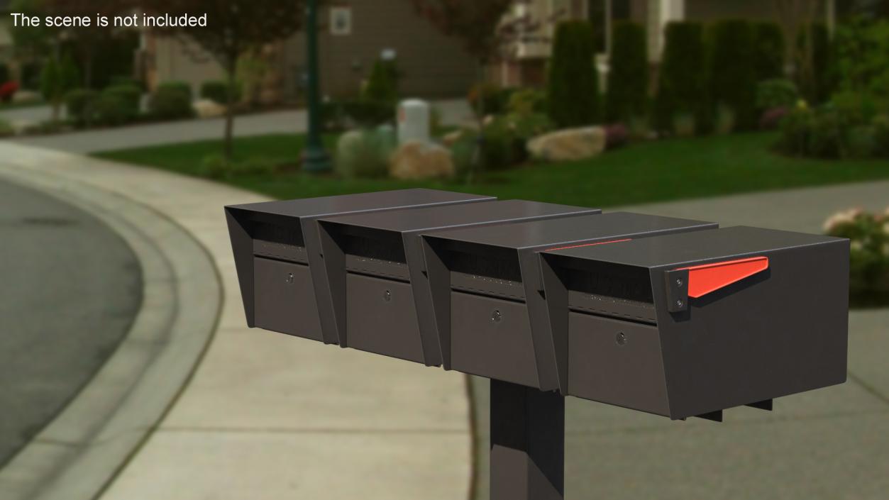 3D model Mailbox Complete Quad Mount Cluster