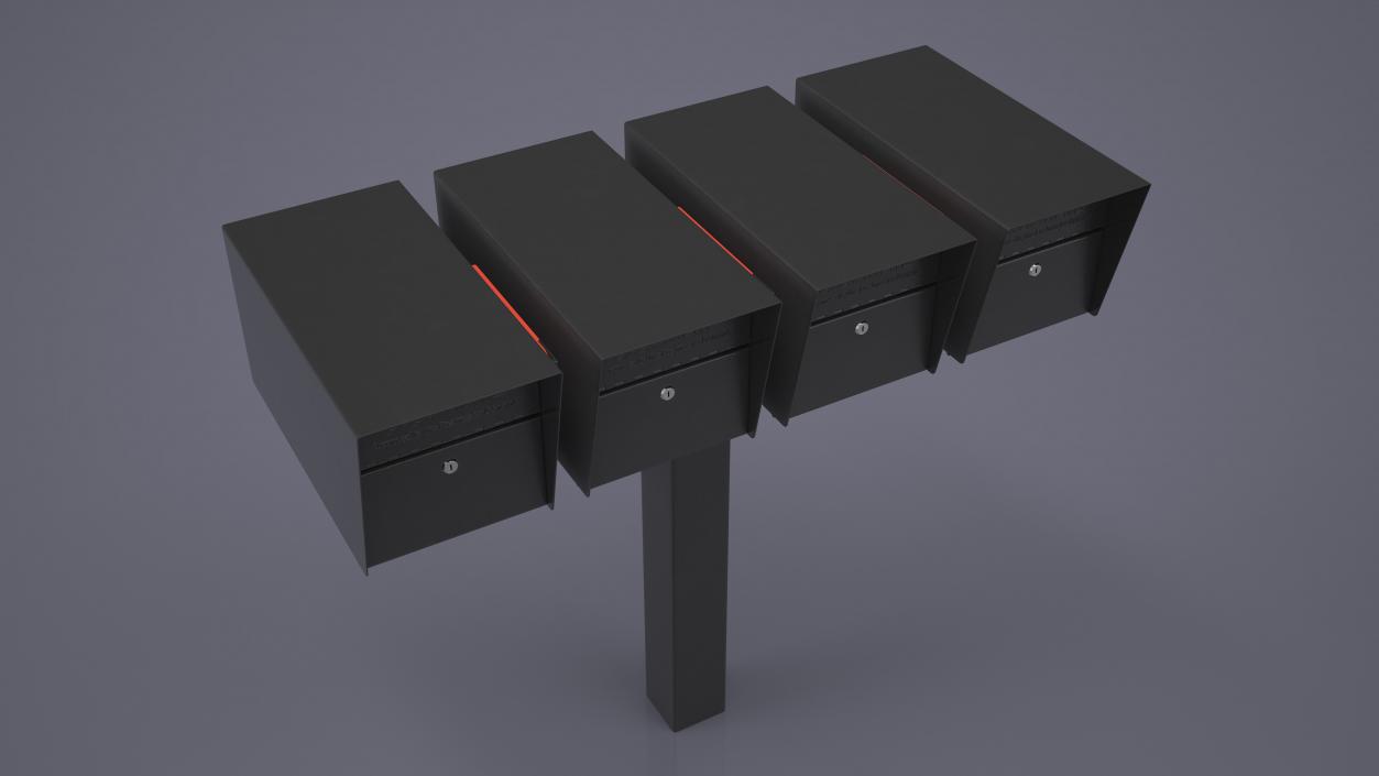 3D model Mailbox Complete Quad Mount Cluster