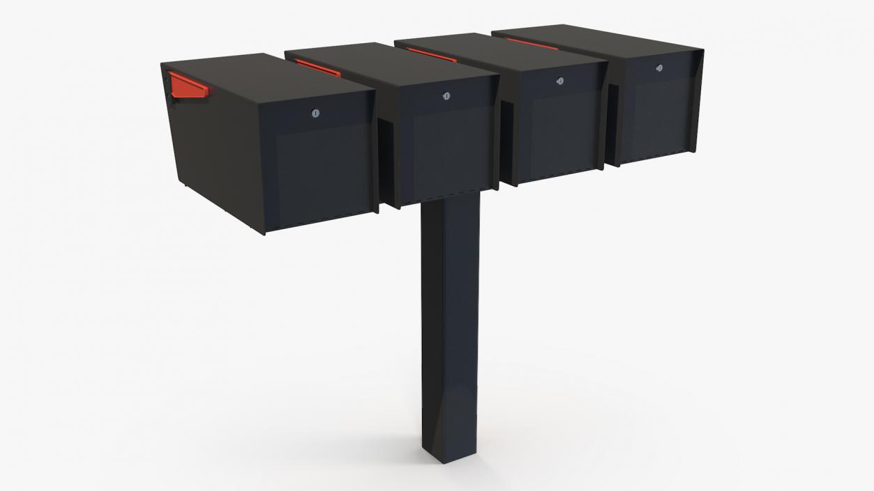 3D model Mailbox Complete Quad Mount Cluster