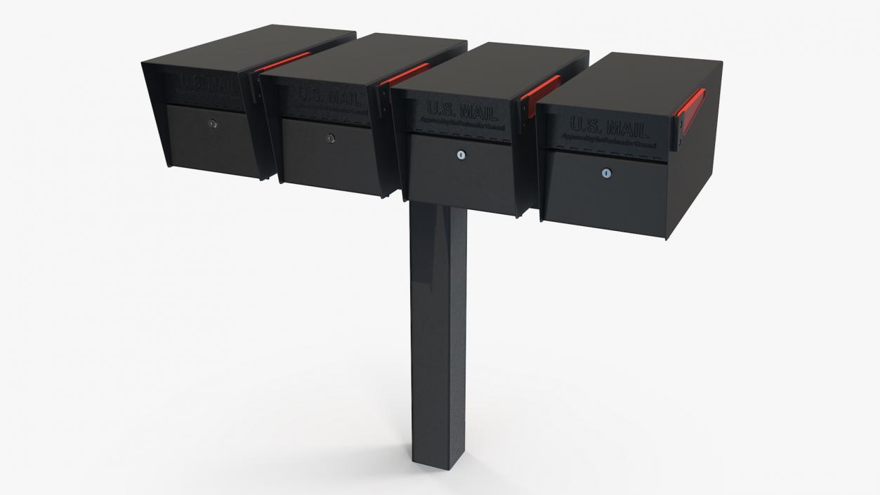 3D model Mailbox Complete Quad Mount Cluster