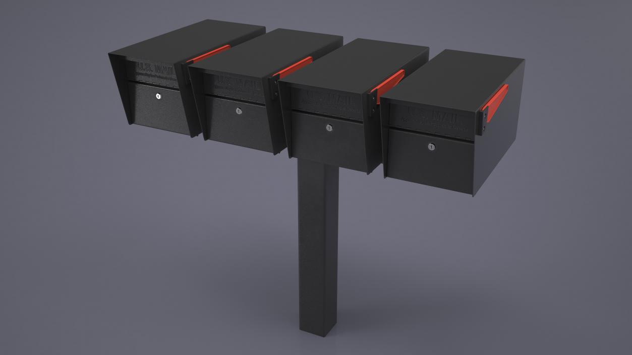 3D model Mailbox Complete Quad Mount Cluster