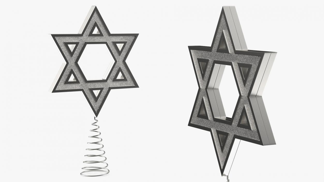 Star of David Tree Topper Silver 3D