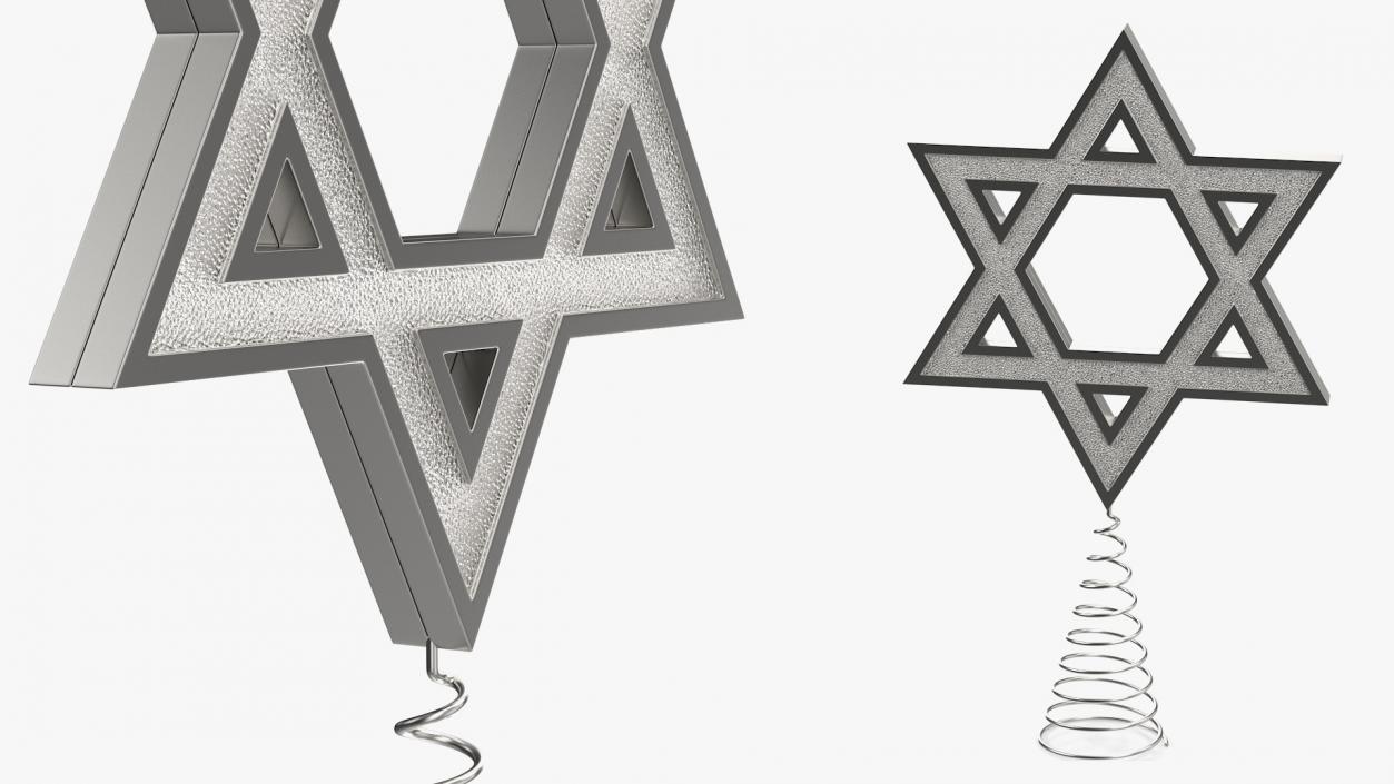 Star of David Tree Topper Silver 3D