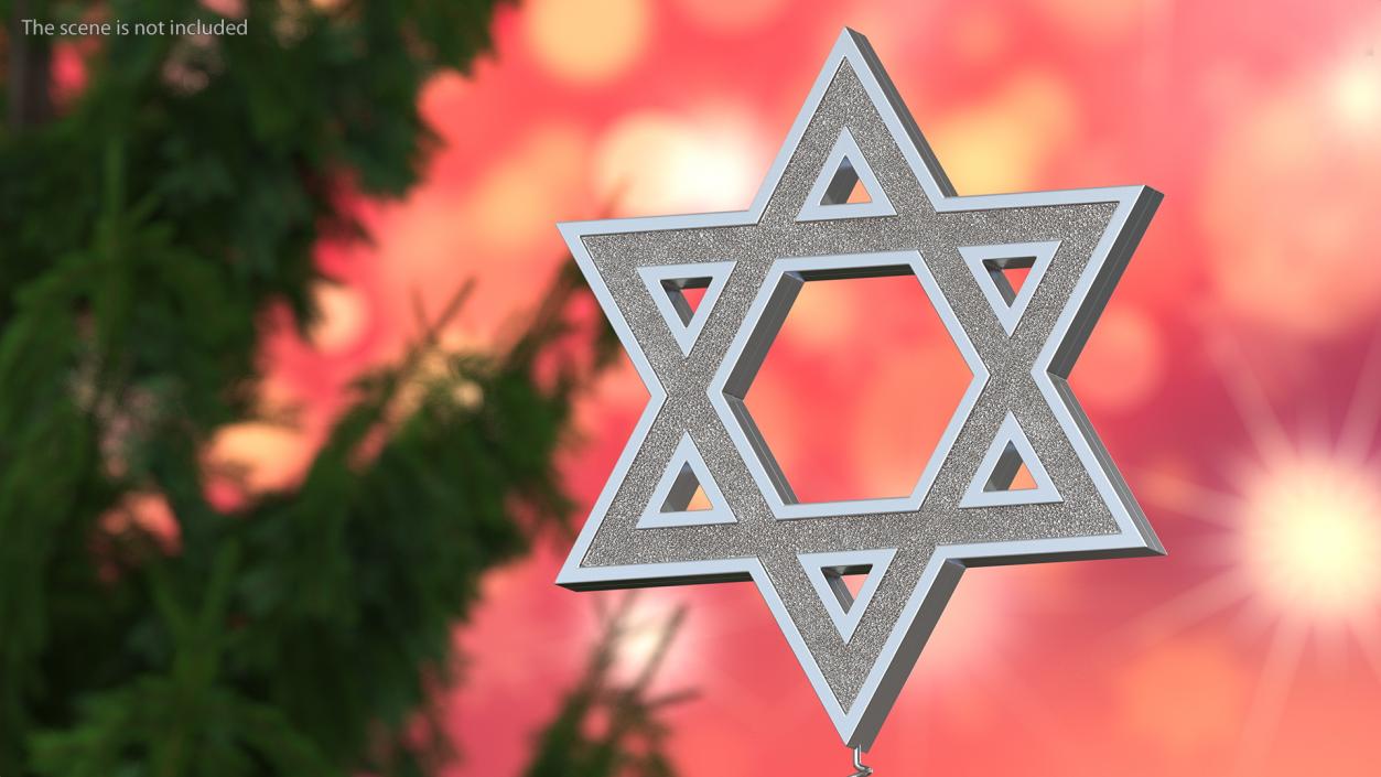 Star of David Tree Topper Silver 3D