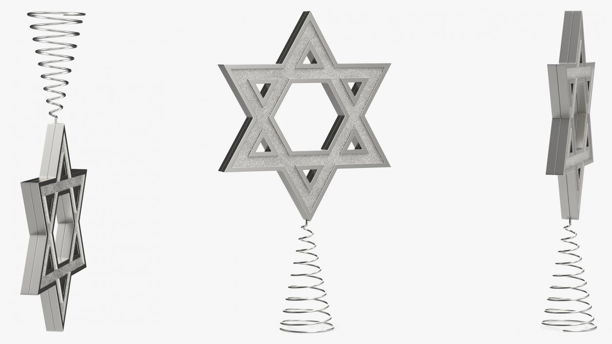 Star of David Tree Topper Silver 3D