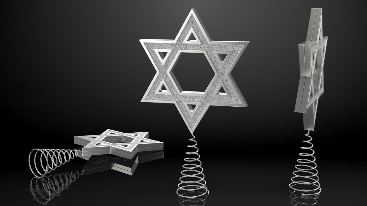 Star of David Tree Topper Silver 3D