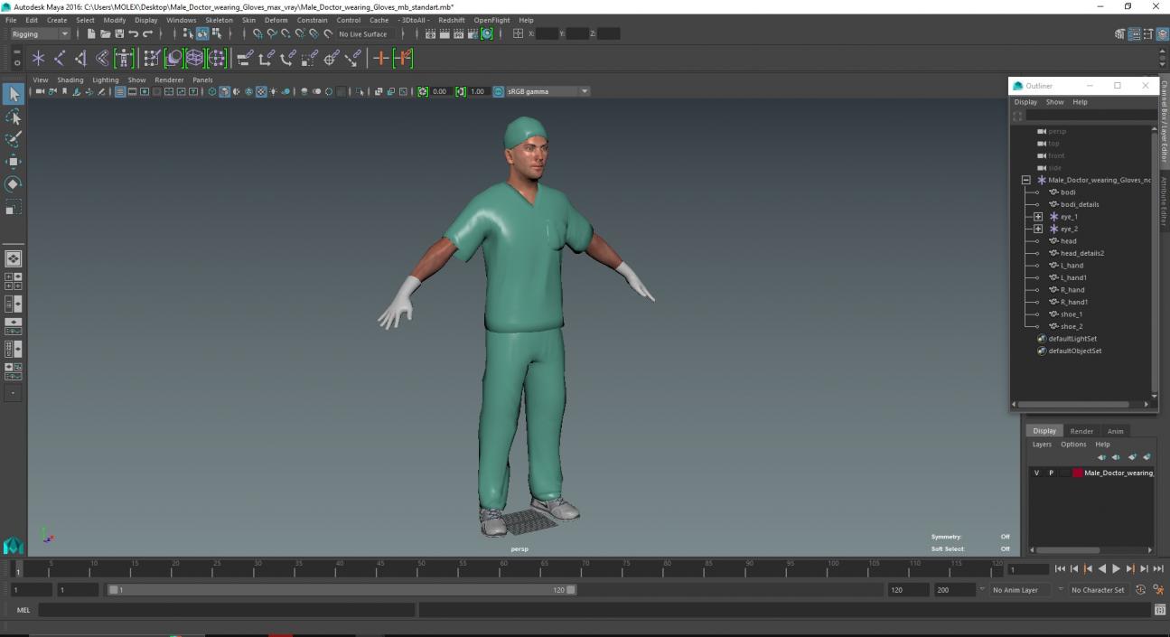 3D Male Doctor wearing Gloves