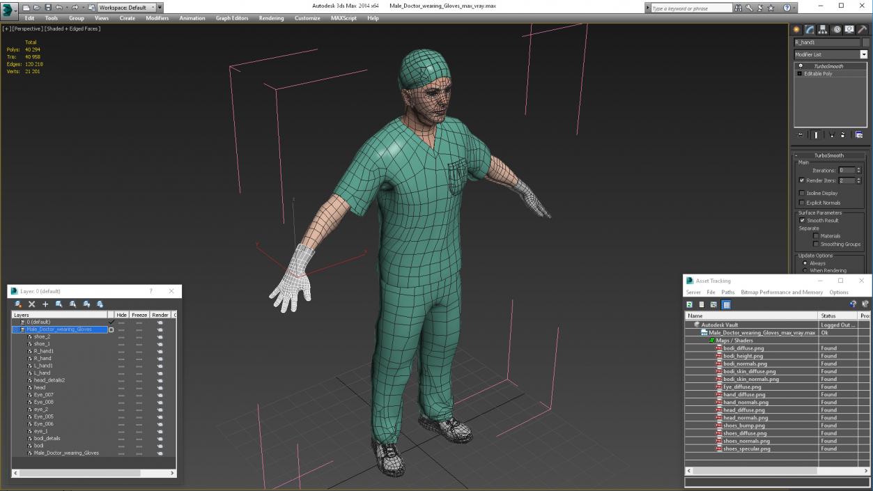 3D Male Doctor wearing Gloves