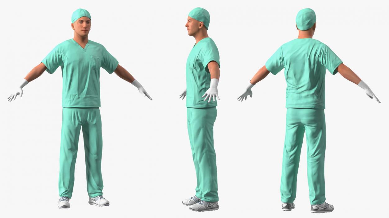 3D Male Doctor wearing Gloves