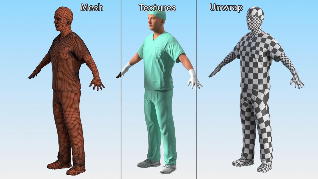 3D Male Doctor wearing Gloves