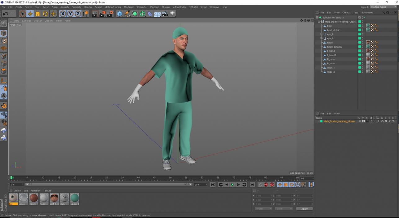 3D Male Doctor wearing Gloves