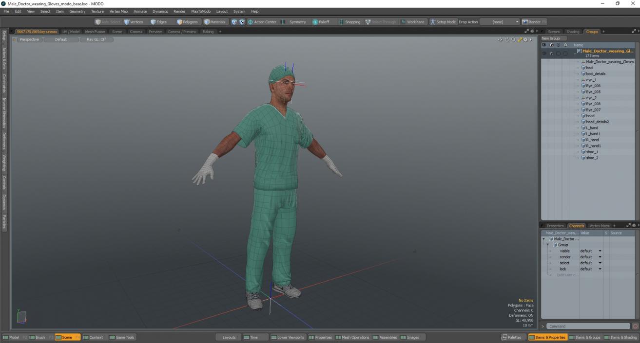 3D Male Doctor wearing Gloves