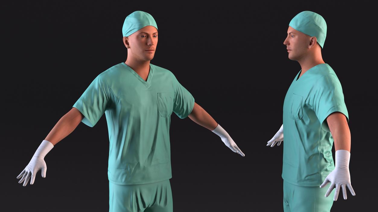 3D Male Doctor wearing Gloves