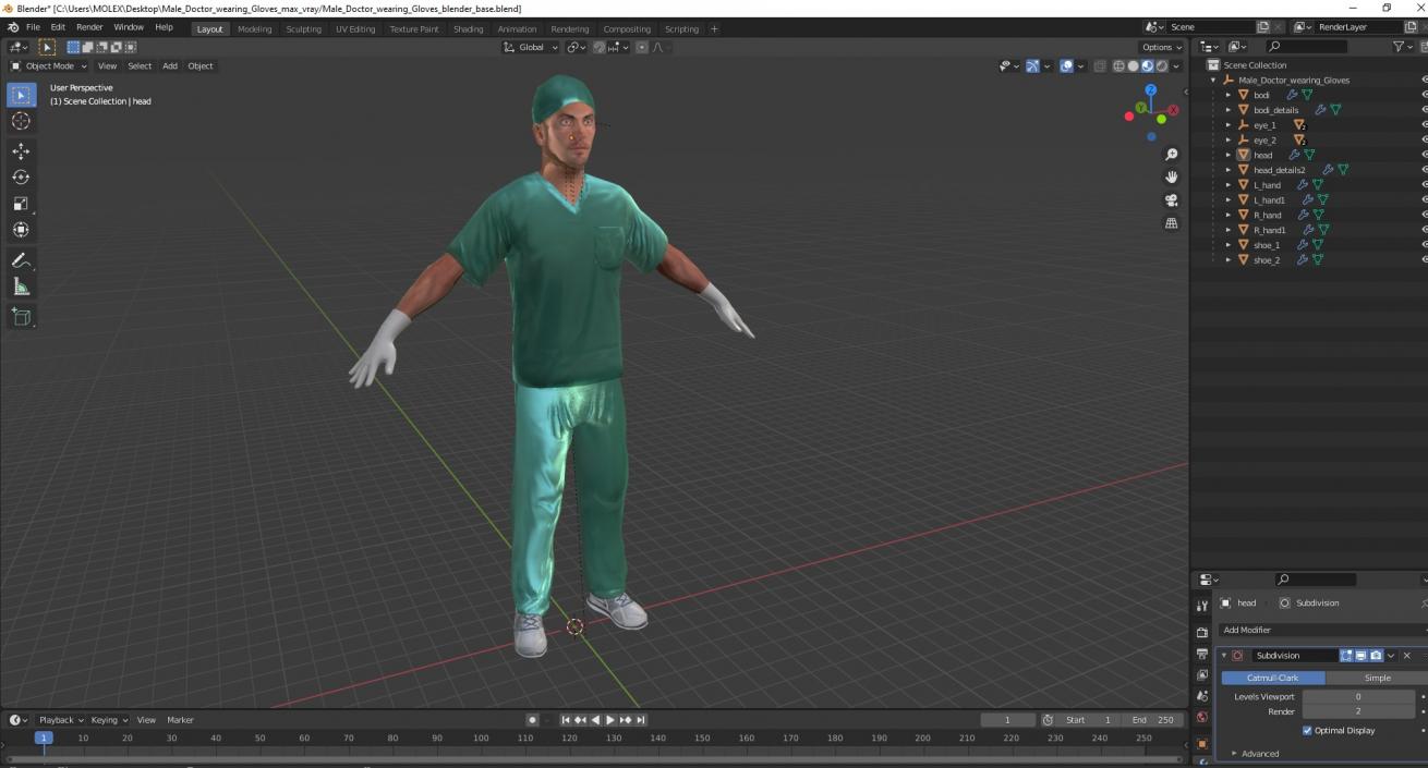 3D Male Doctor wearing Gloves