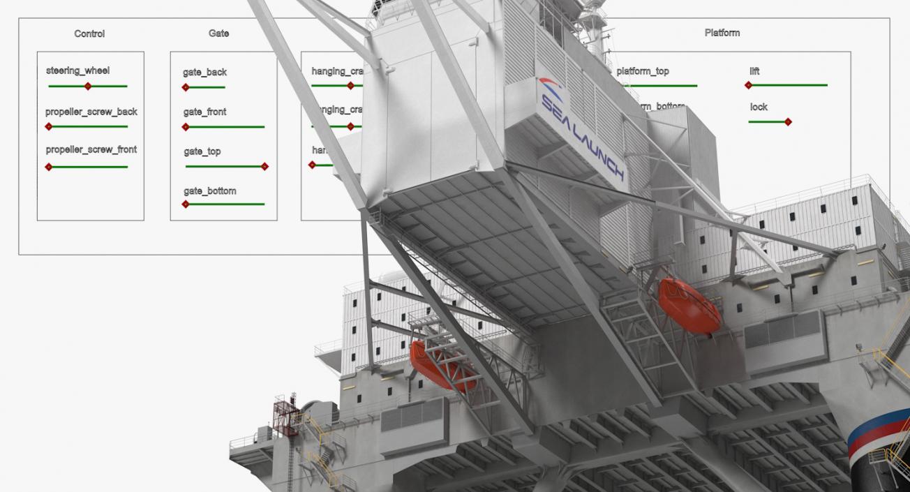 Sea Launch Platform Odyssey Rigged 3D model