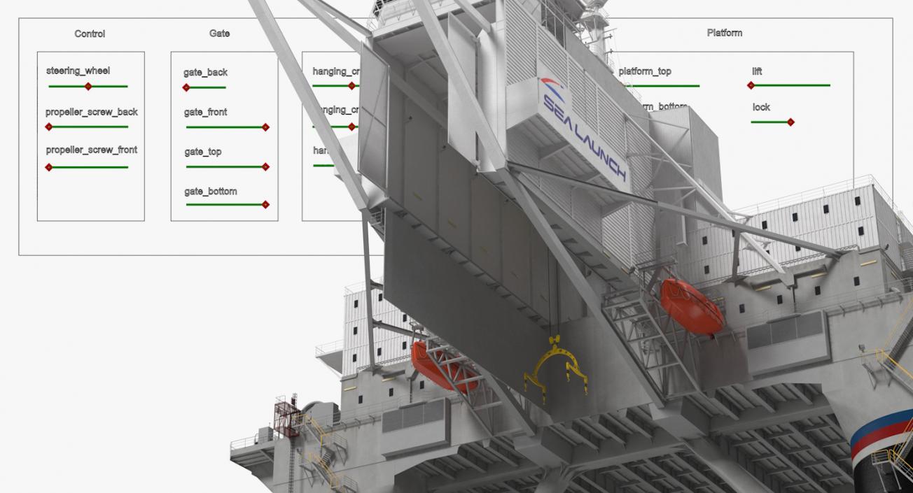 Sea Launch Platform Odyssey Rigged 3D model