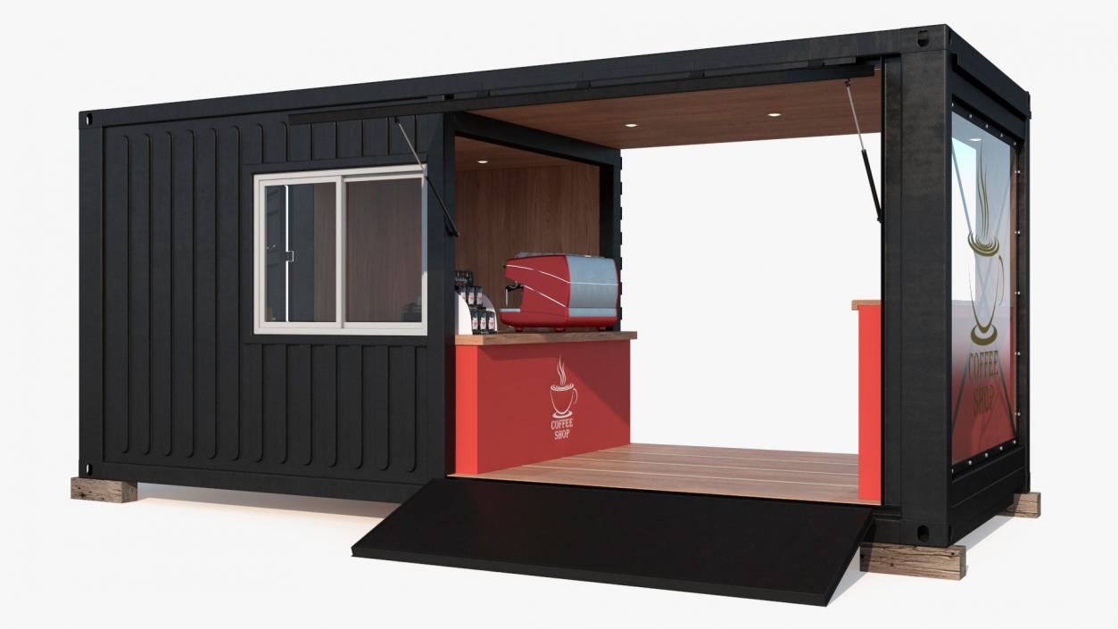 3D model Equipped Container Coffee Shop